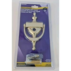 Bright Brass Door Knocker with Viewer 7 inches